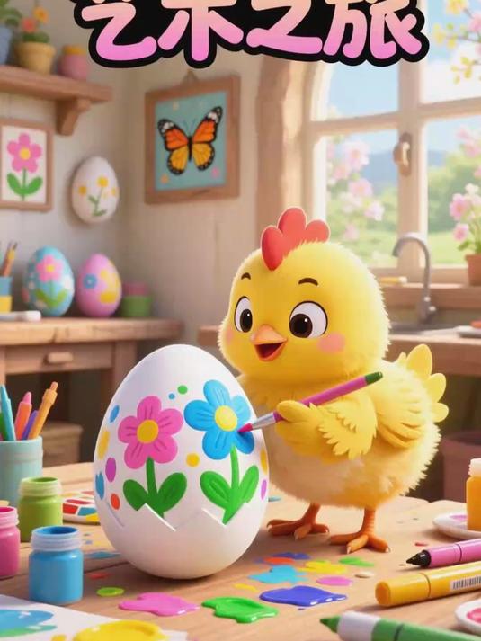 小鸡的蛋壳绘画艺术
