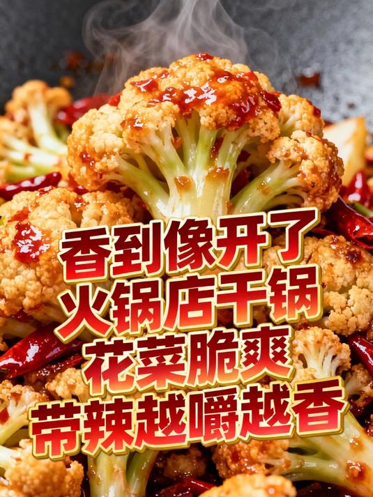 香到像开了火锅店:干锅花菜,脆爽带辣越嚼越香