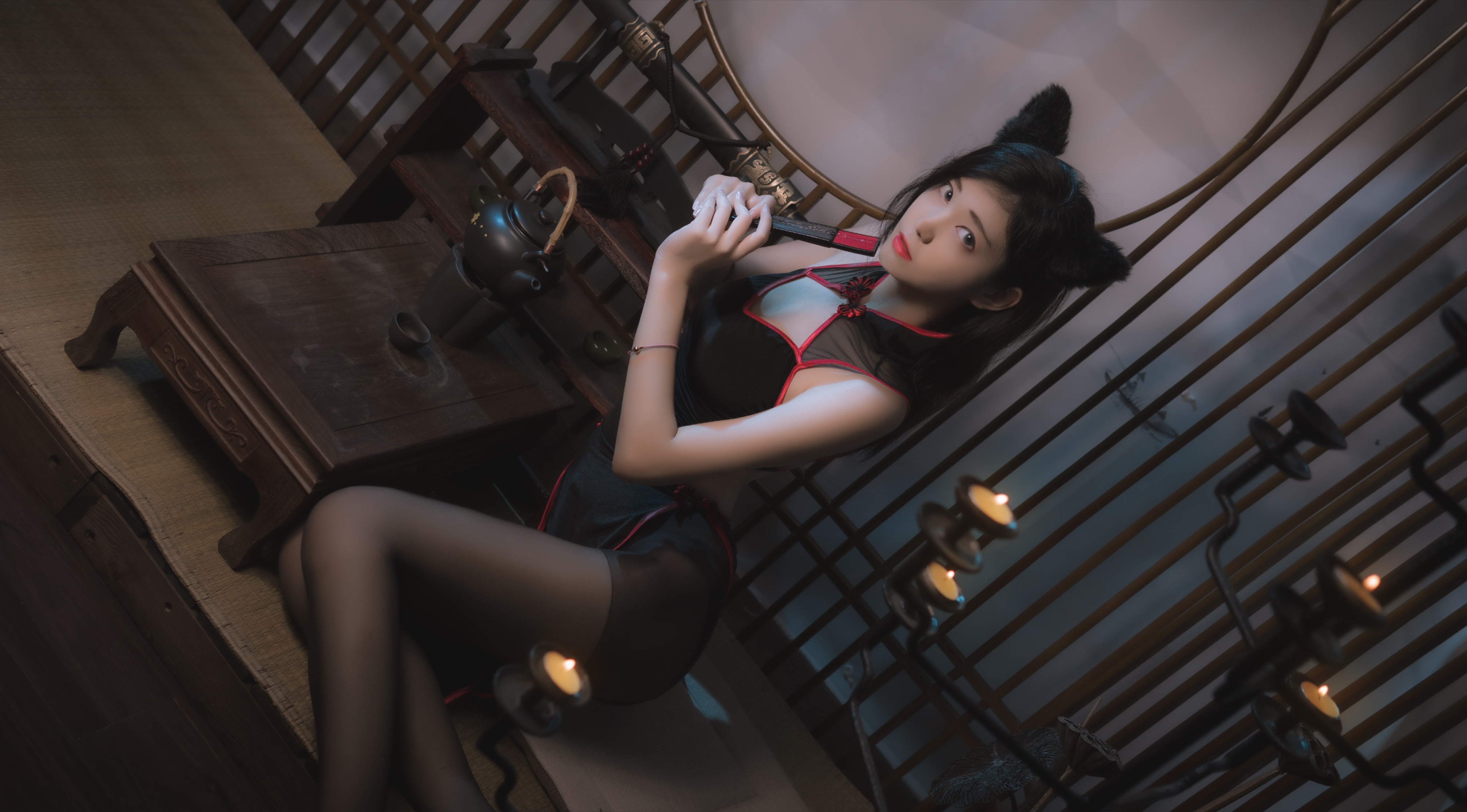 图片[2]-南桃 NO.006 – 黑丝旗袍[25P32M]-六色网