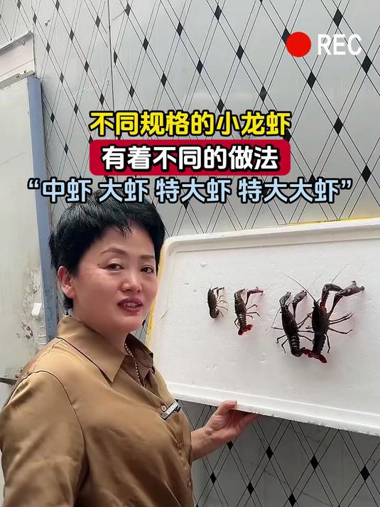 不同规格的小龙虾,有着不同的做法,“中虾 大虾 特大虾 特大大虾”