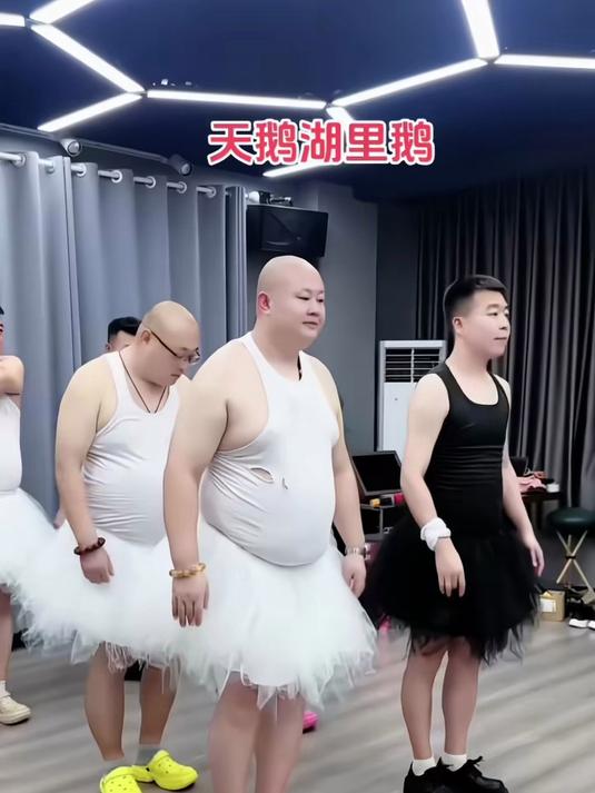 小天鹅,这样的小天鹅你们见过吗?胖瘦组合真搞笑#舞蹈#