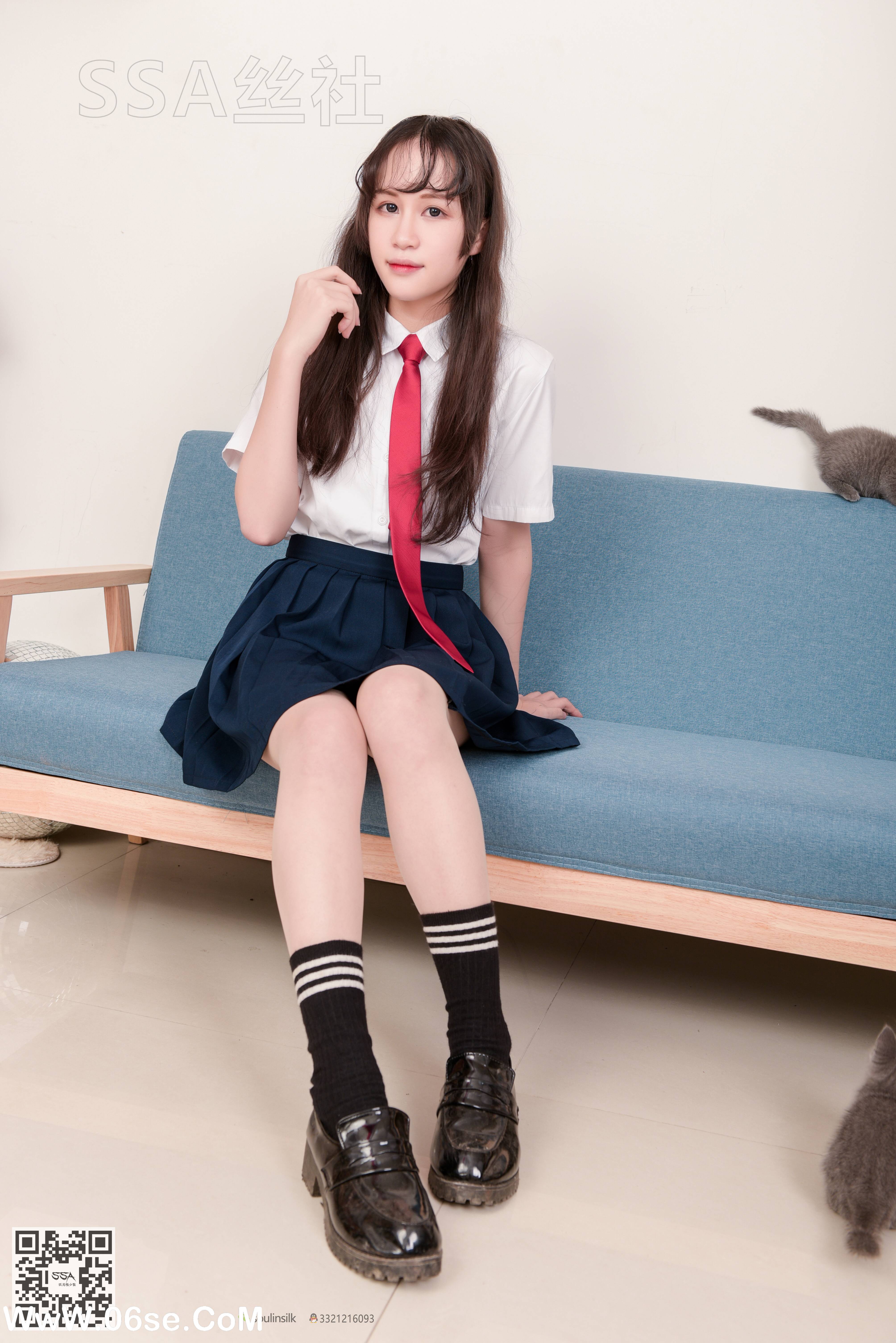 图片[8]-[SSA丝社] NO.141 丹丹 JK制服黑色半膝袜肉丝穿搭示范[133P2.09G]-六色网
