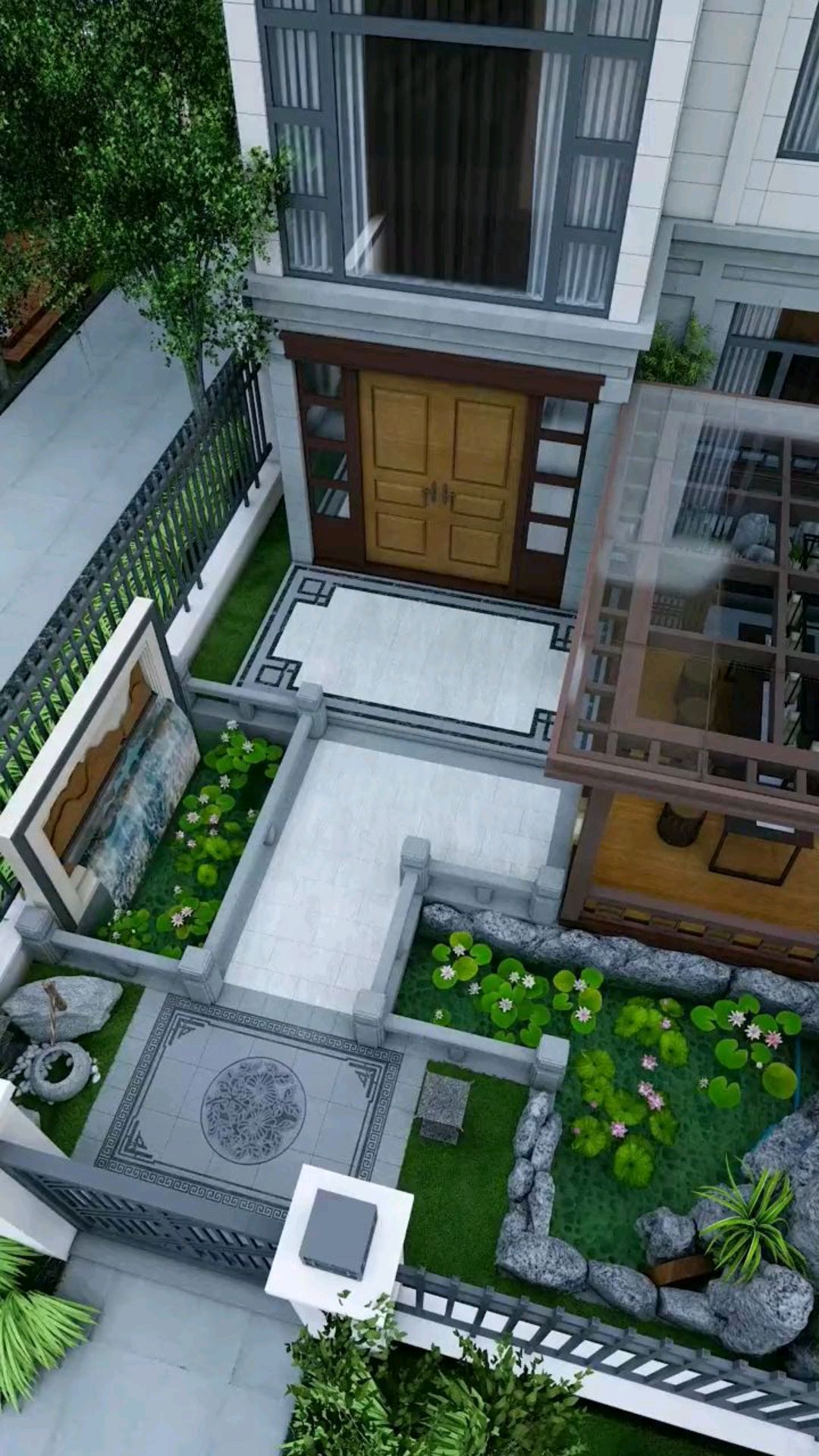 小庭院大鱼池,花园设计