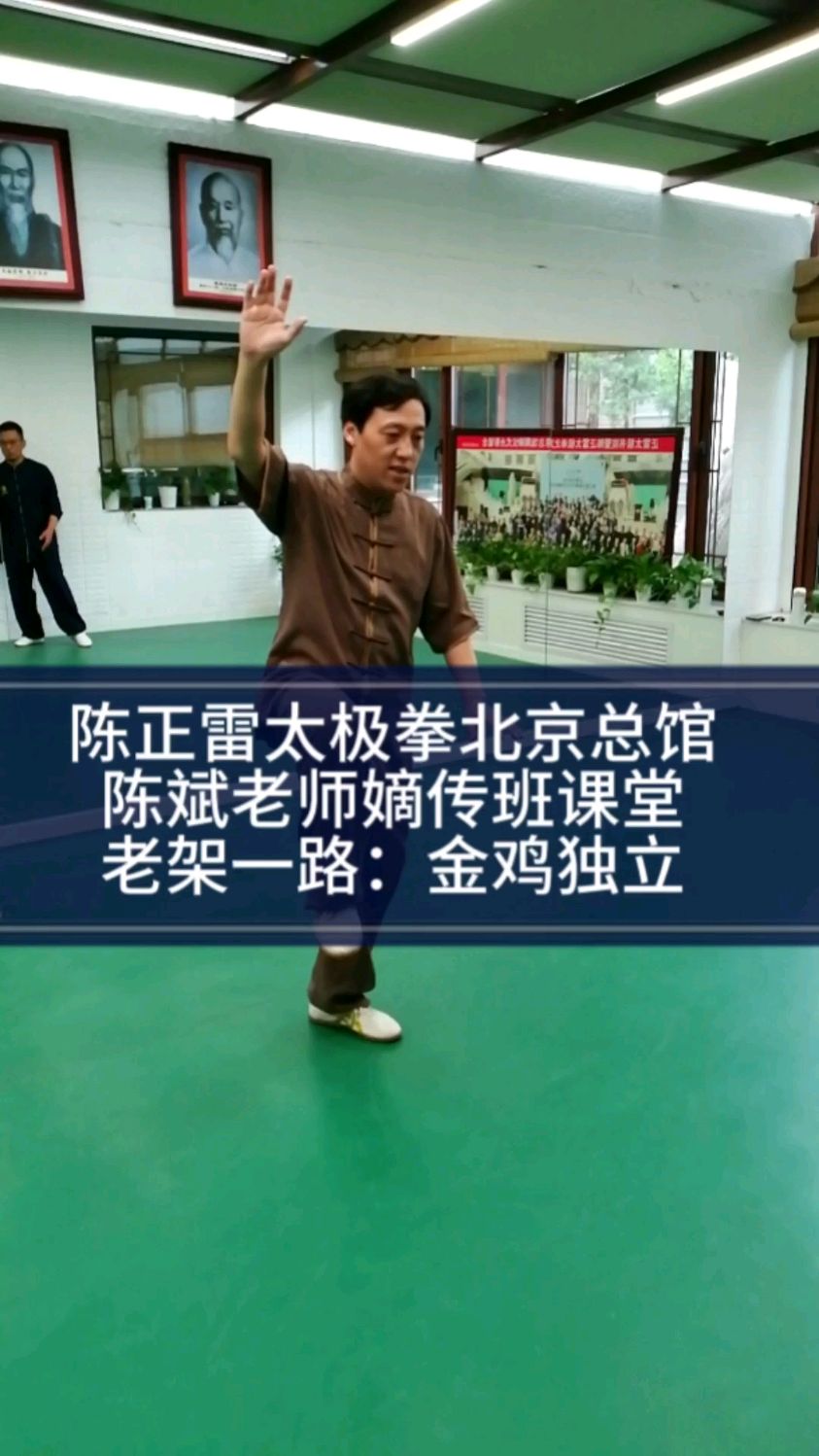 北京太极拳学习 陈正雷太极拳北京总馆陈斌老师嫡传班课堂:陈氏太极拳老架一路金鸡独立