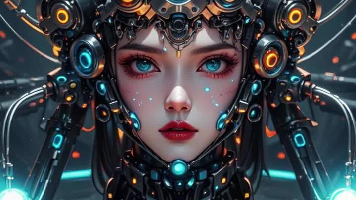 赛博朋克美女机器人生物机械AI壁纸头像