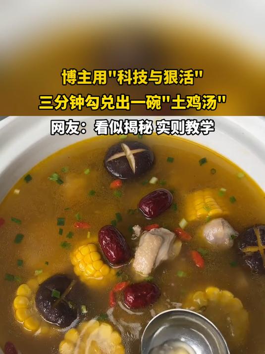 博主用科技与狠活,三分钟勾兑出一碗土鸡汤