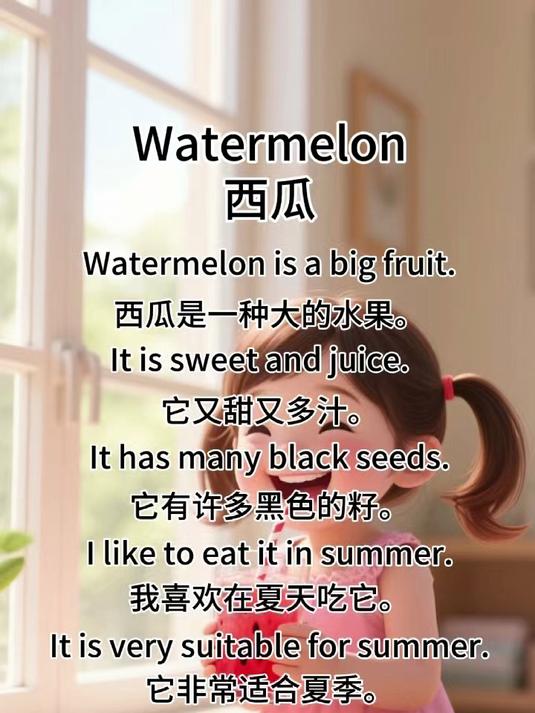 Watermelon 西瓜 每天一分钟,轻松学英语
