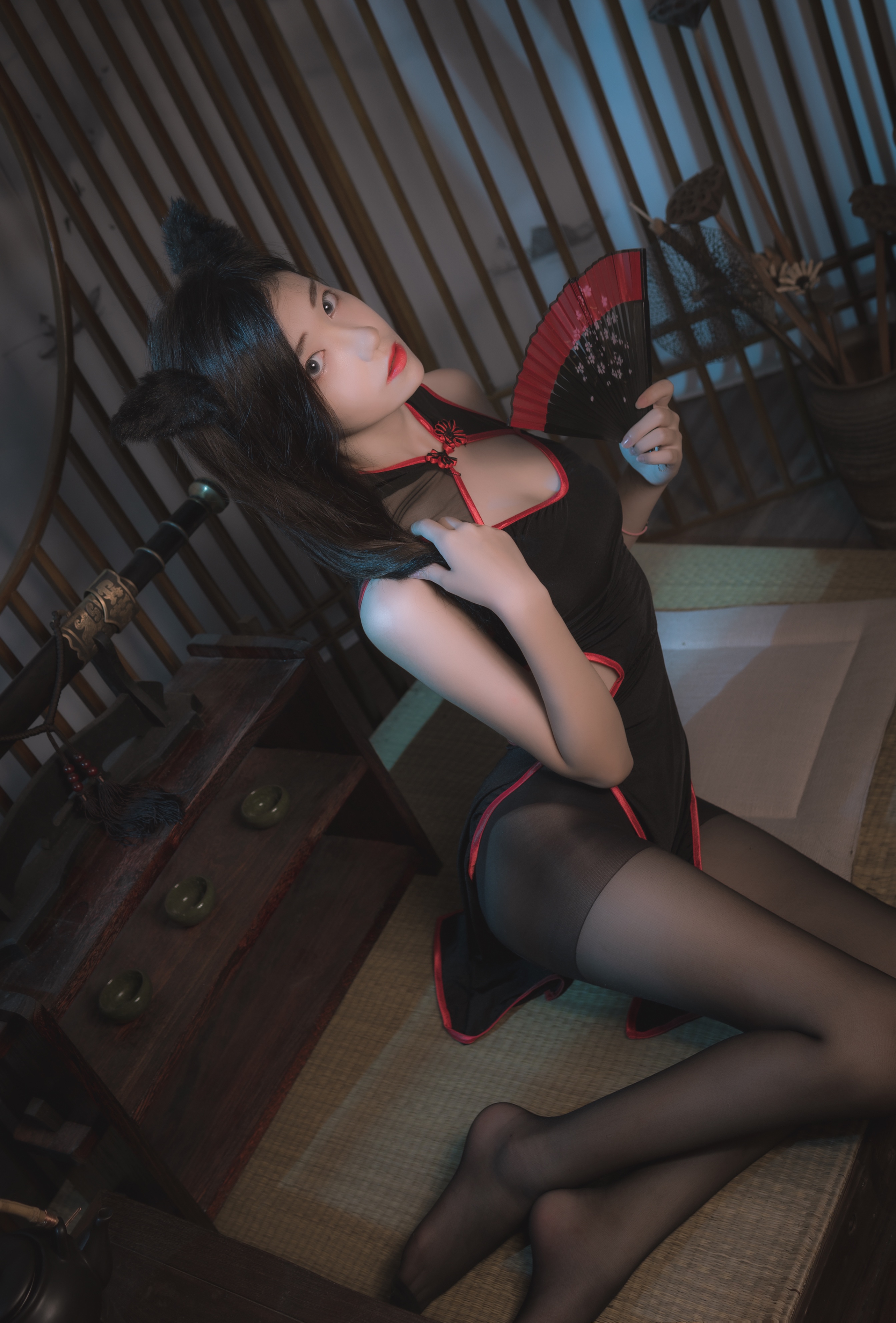 南桃 NO.006 - 黑丝旗袍[25P32M]-六色网