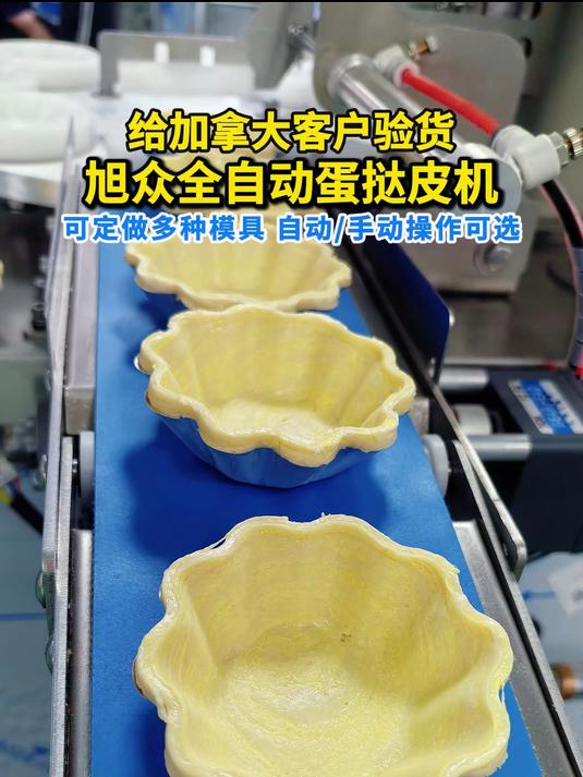 给加拿大客户验货，旭众全自动蛋挞皮机，可定做多种模具