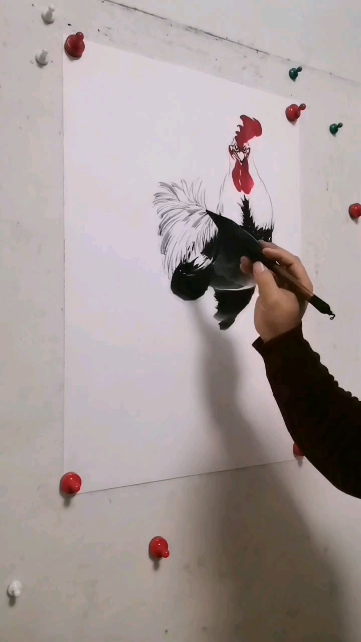 王兴民～国画公鸡:绘画大公鸡