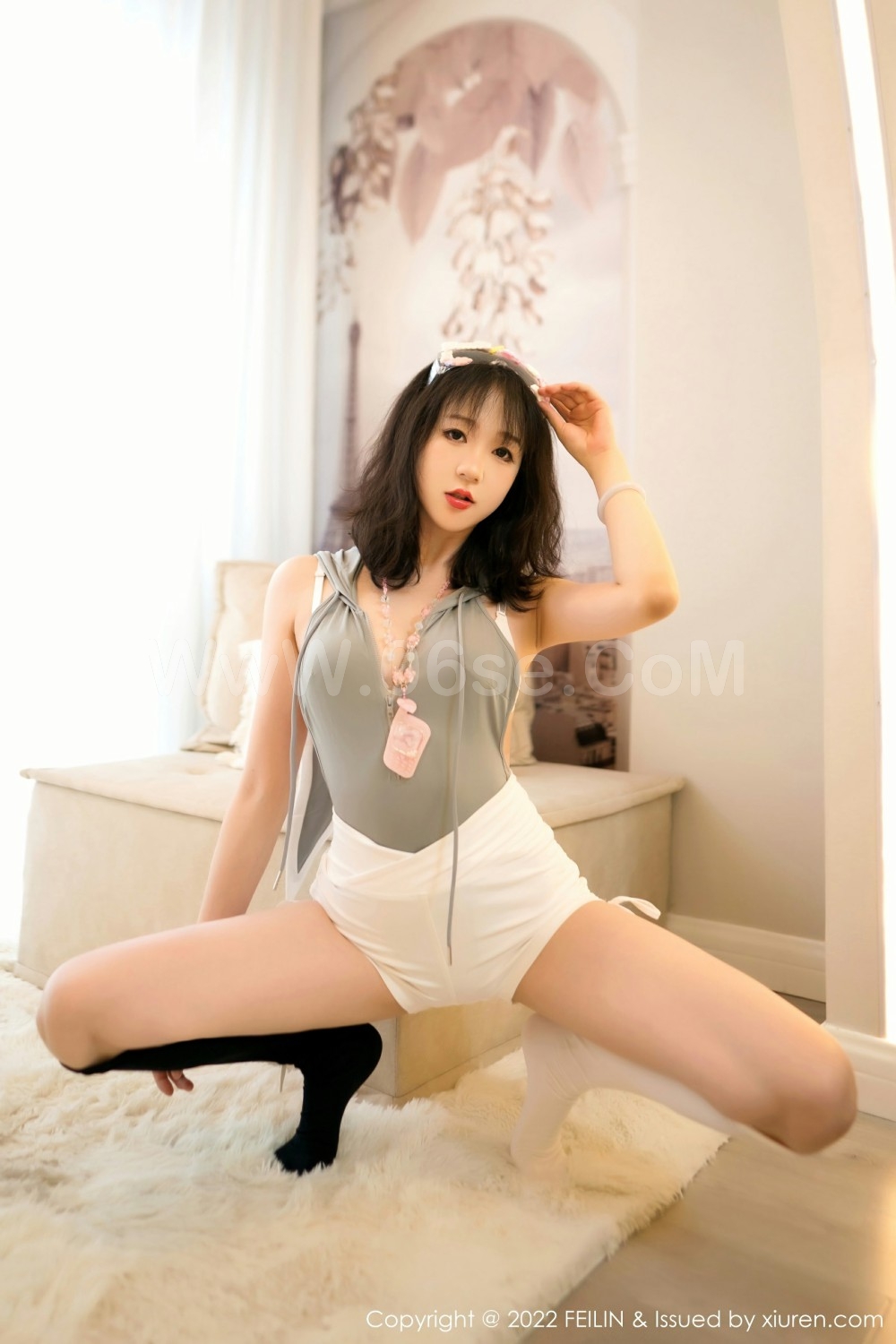 图片[4]-[FEILIN嗲囡囡] VOL.431 youOvOyou 白色短裤-六色网