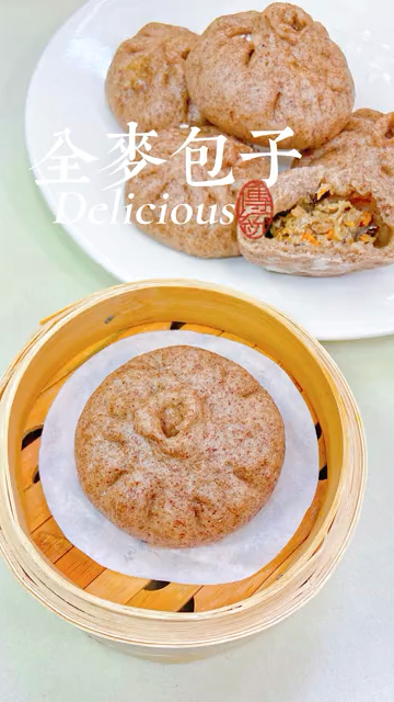 自制低脂全麦香菇鲜肉包子,鲜嫩柔软