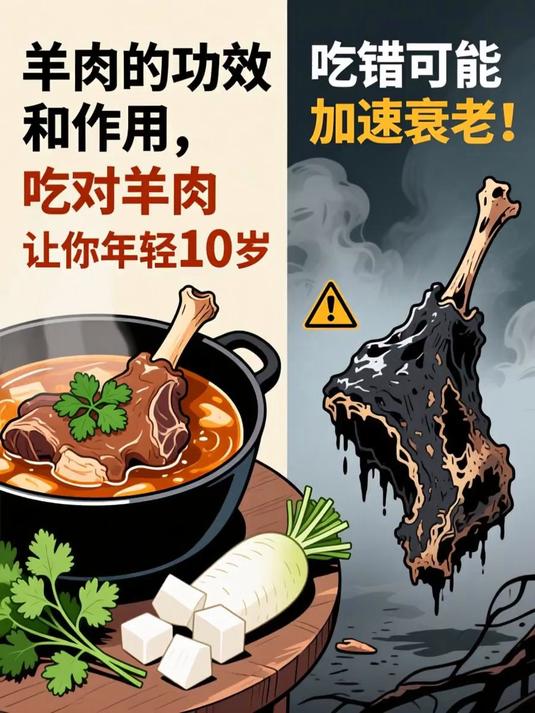 羊肉的功效和作用,吃对羊肉让你年轻10岁,吃错可能加速衰老!#健康扬帆季#