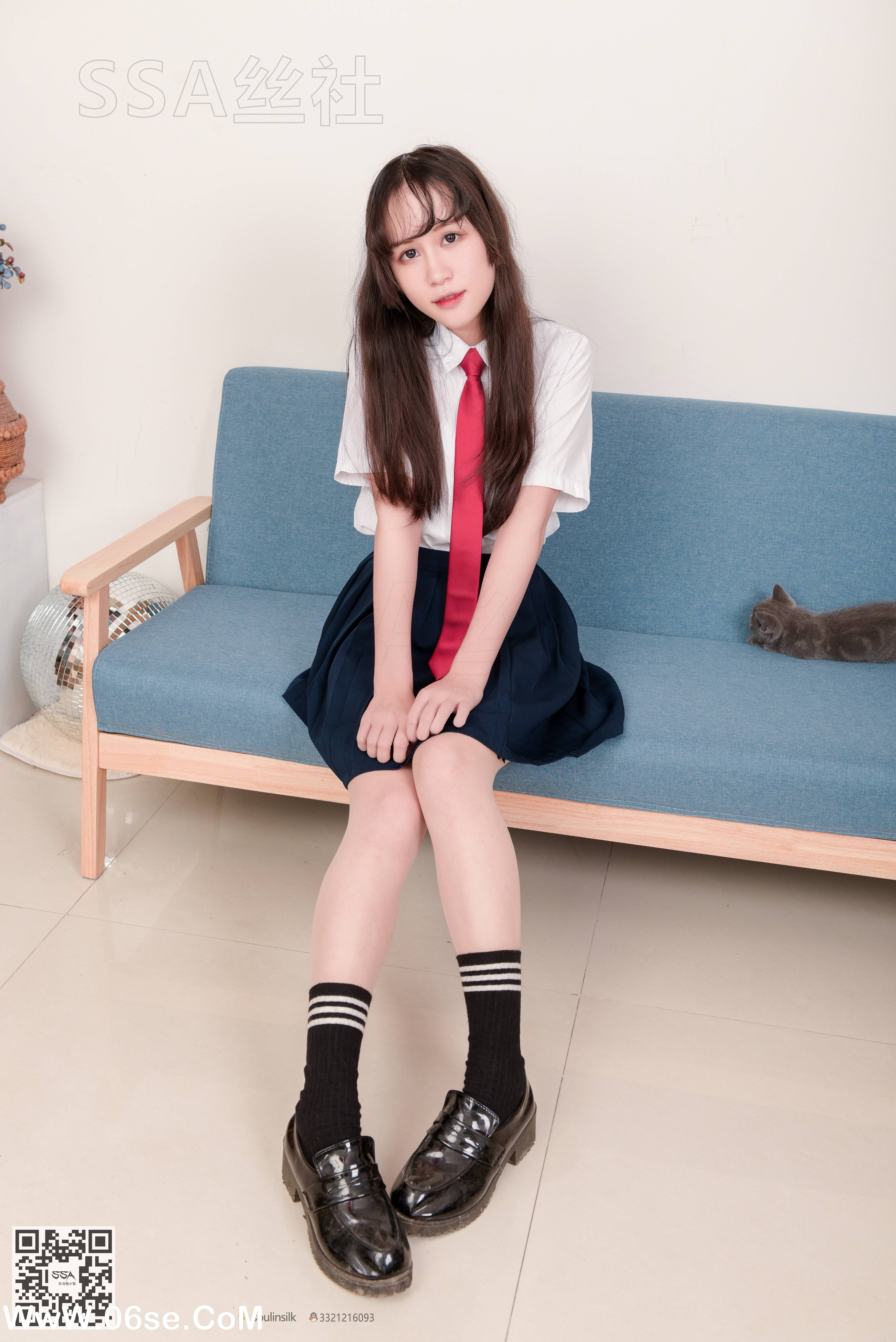 图片[21]-[SSA丝社] NO.141 丹丹 JK制服黑色半膝袜肉丝穿搭示范[133P2.09G]-六色网