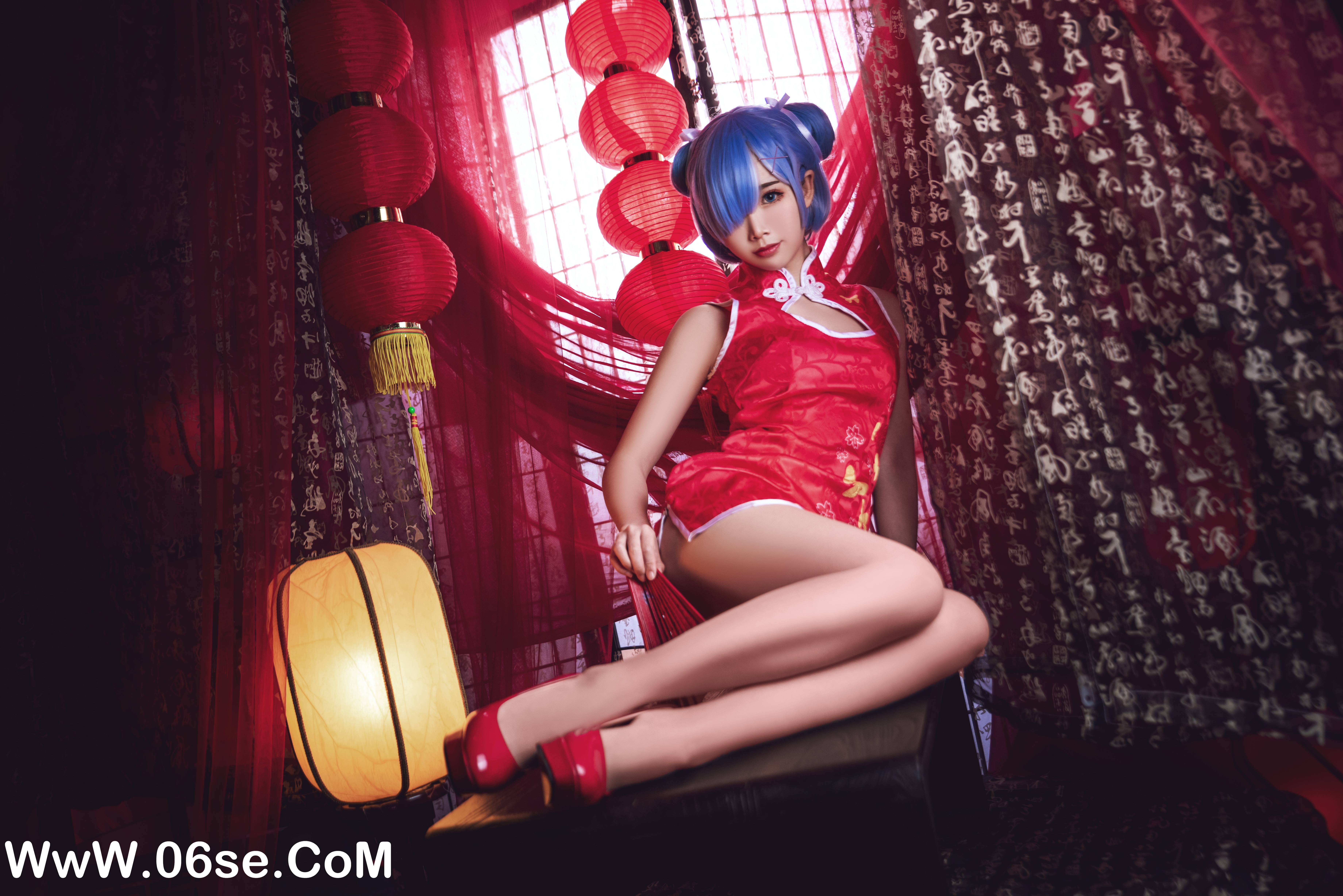 图片[7]-Coser面饼仙儿 NO.023 – 雷姆旗袍[23P379M]-六色网