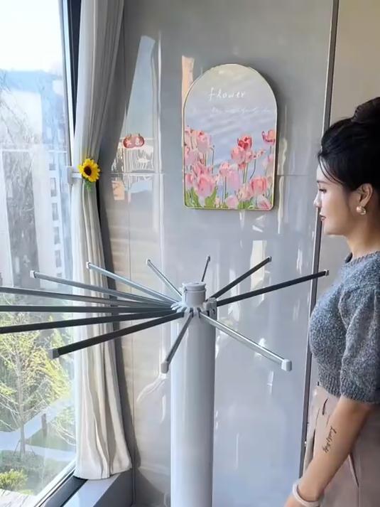 室内室外都好用的晾衣架，晾腊肉腊鱼带万向轮和鞋架