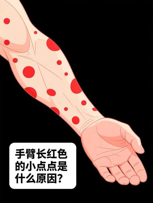 手臂长红色的小点点是什么原因 #健康扬帆季#