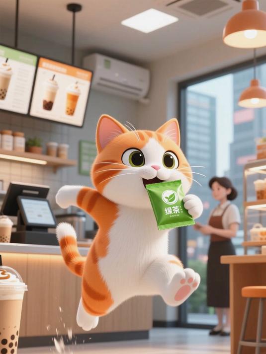 奶茶店的小猫会跳高,跳得很高的趣事