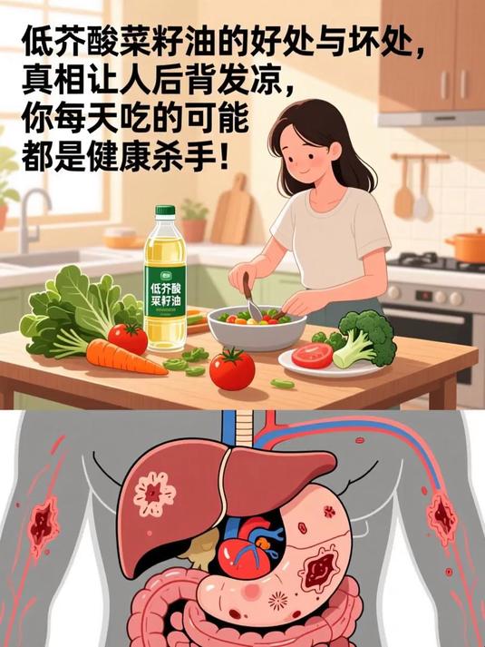 低芥酸菜籽油的好处与坏处,真相让人后背发凉,你每天吃的可能都是健康杀手!#健康扬帆季#