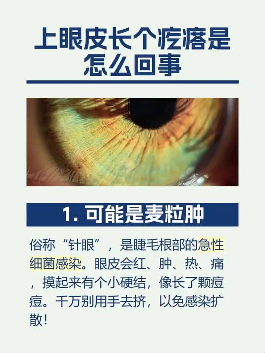 上眼皮长个疙瘩是怎么回事