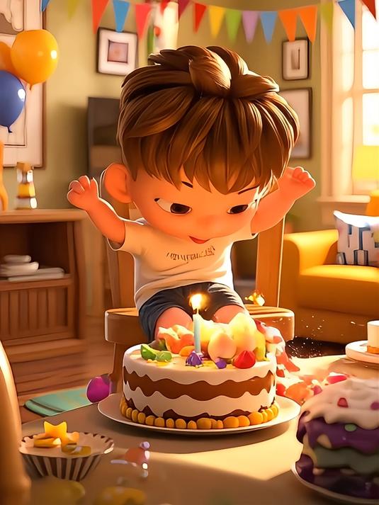 弟弟把我的生日蛋糕踢坏了