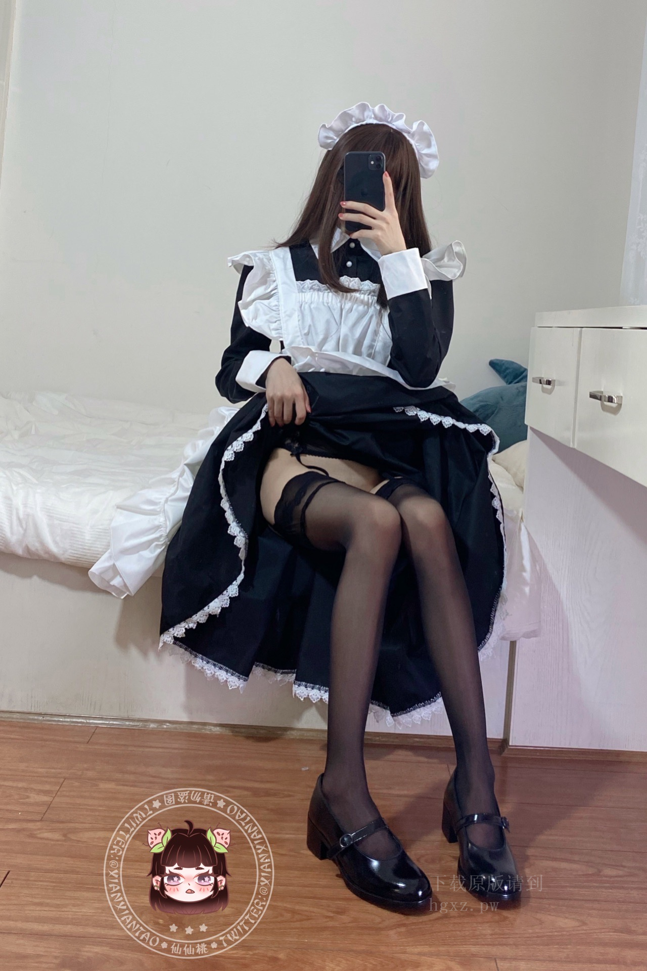 图片[12]-仙仙桃 NO.001 — 黑丝女仆 [14P+1V310M]-六色网