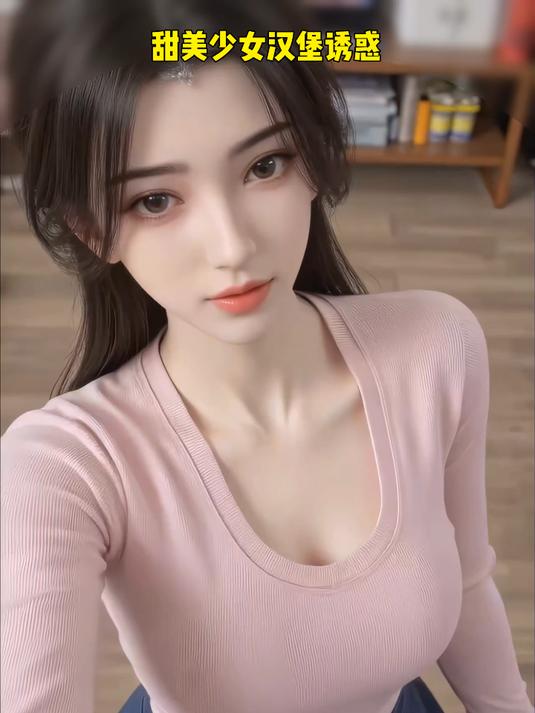 美女大口吃汉堡,粉嫩上衣配短裙,超诱人