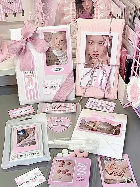 pink rose|草莓奶油蛋糕粉色系打包 blackpink小卡打包 金智秀小卡 ros