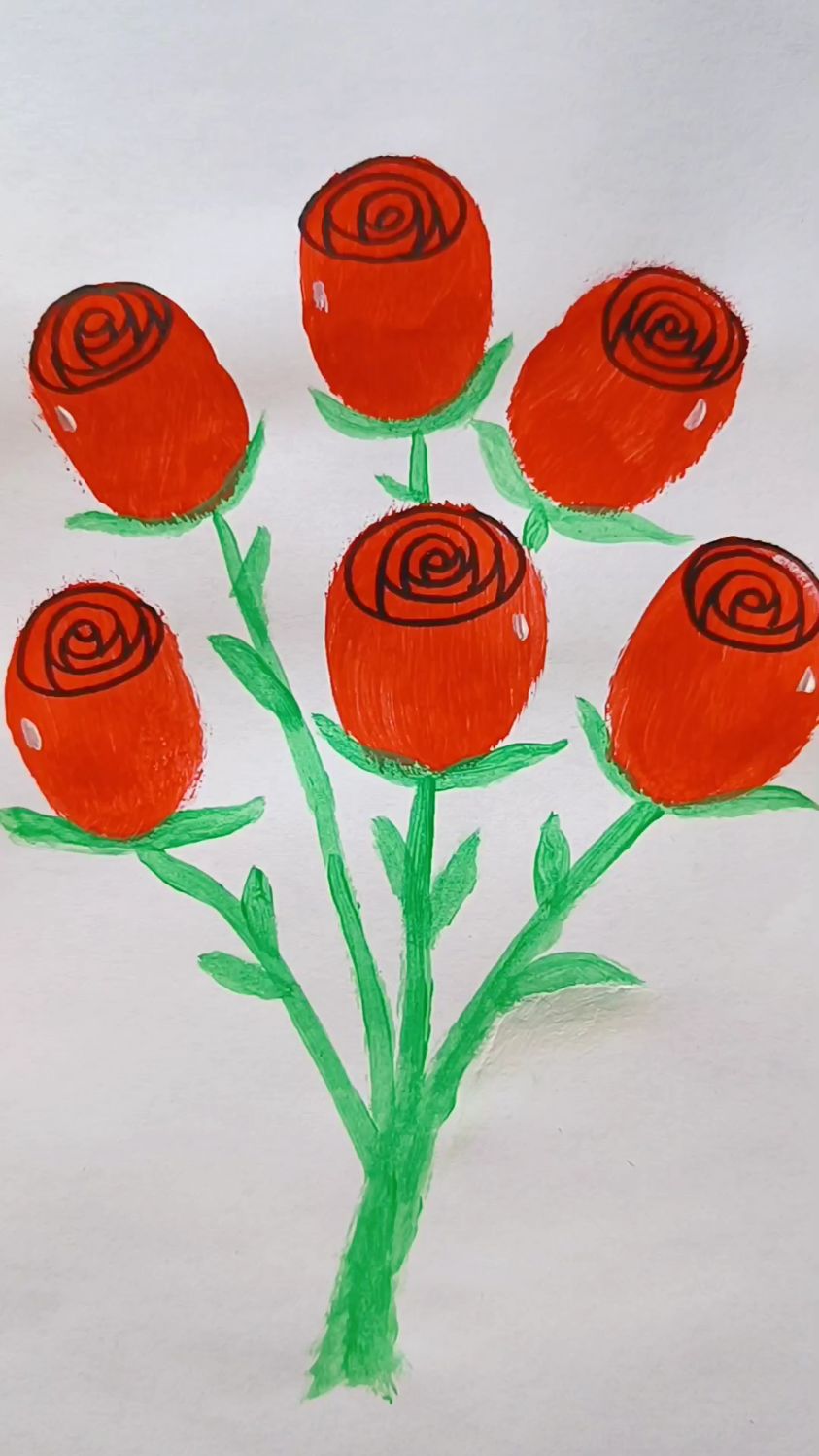 用海绵印章也可以画出来漂亮的玫瑰花哦 #创意画 #母亲节#画画 #创意美术 #一起学画画