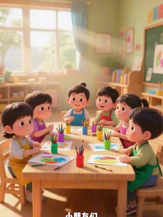幼儿园小朋友一起画画,画出心中最美的家园
