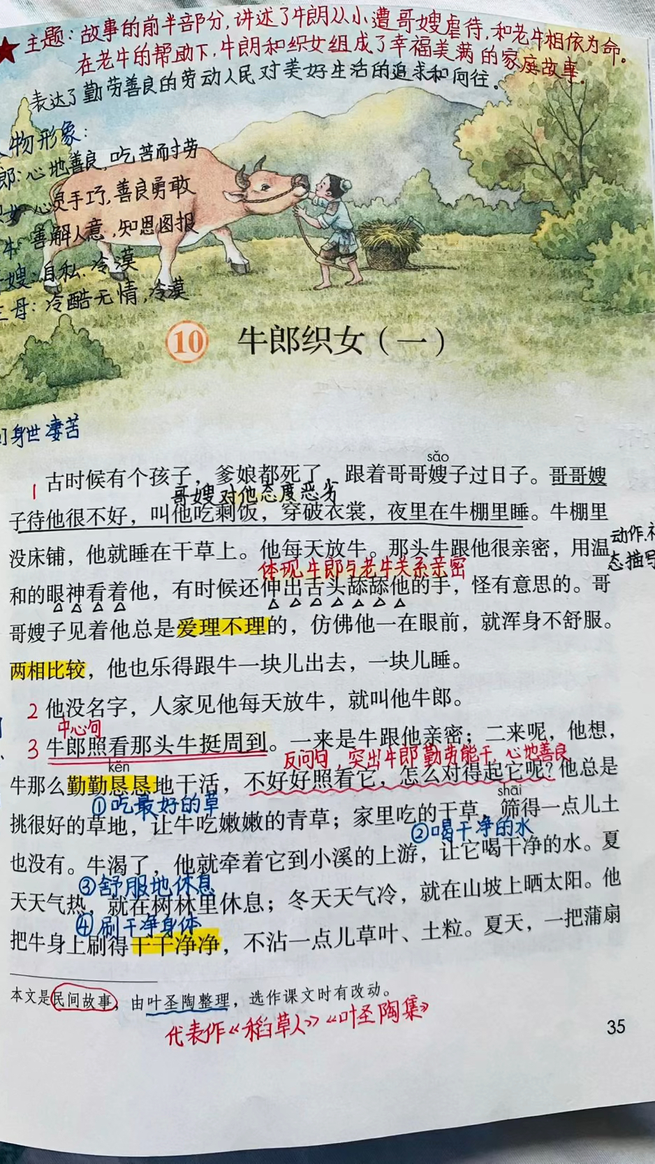 五年级语文上册《牛郎织女》课堂笔记更新啦