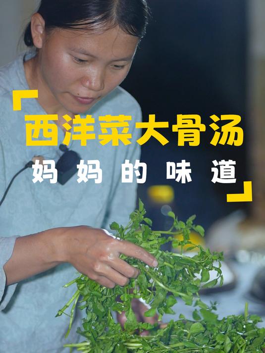 和儿子在菜院种下西洋菜,晚上用余菜做汤,香气诱人,勾人馋虫