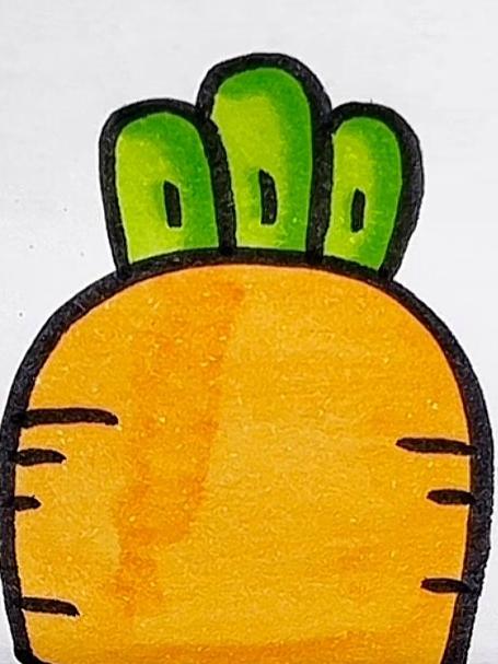 一起画藏在胡萝卜里的小兔子折叠画#简笔画#