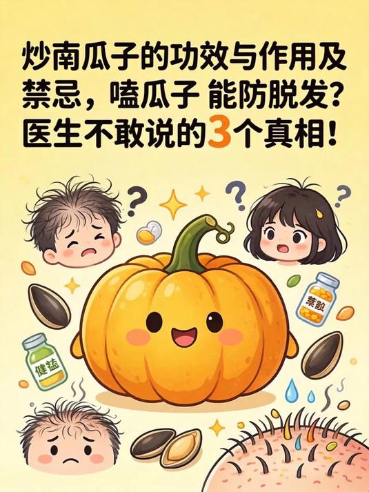 炒南瓜子的功效与作用及禁忌，嗑瓜子竟能防脱发？医生不敢说的3个真相！