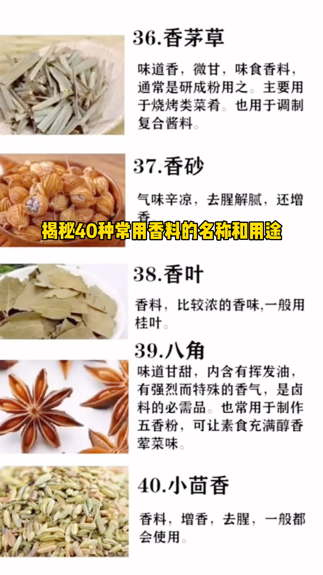 揭秘40种常用香料的名称和用途 #卤味技术培训 #香料用途