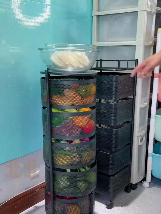 厨房旋转置物架,多功能移动落地家用置物架,零食收纳架!
