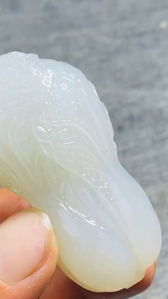 和田玉白玉玉白菜手把件