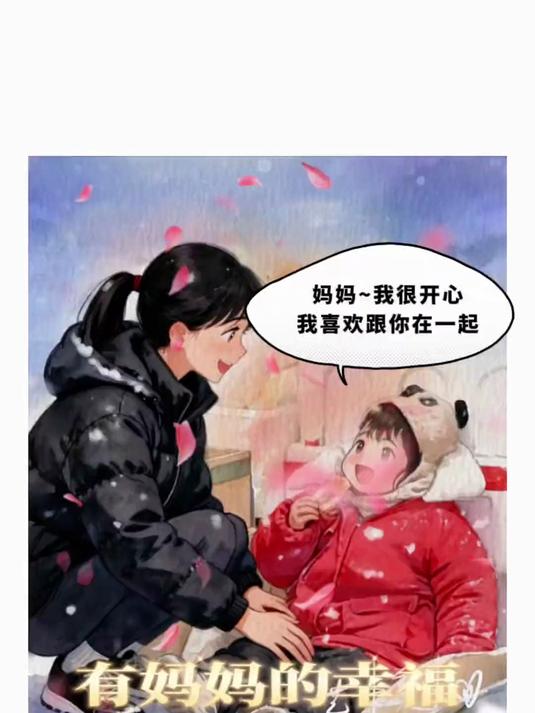 大雪天妈妈在集市跪着卖菜,小女儿陪伴在身旁,非常温馨