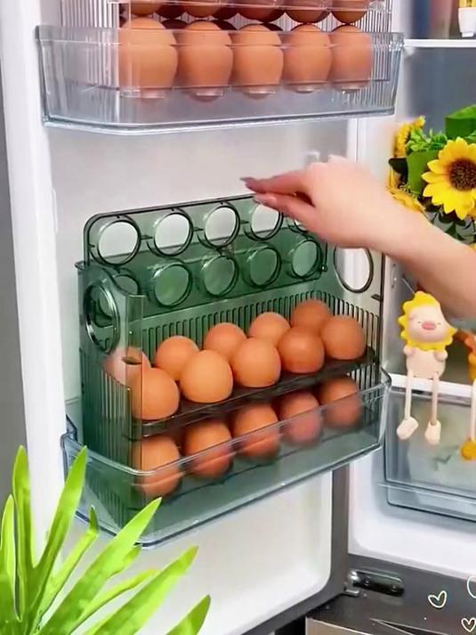 鸡蛋在冰箱里滚来滚去?这个收纳盒分格设计,鸡蛋放进去超稳当!