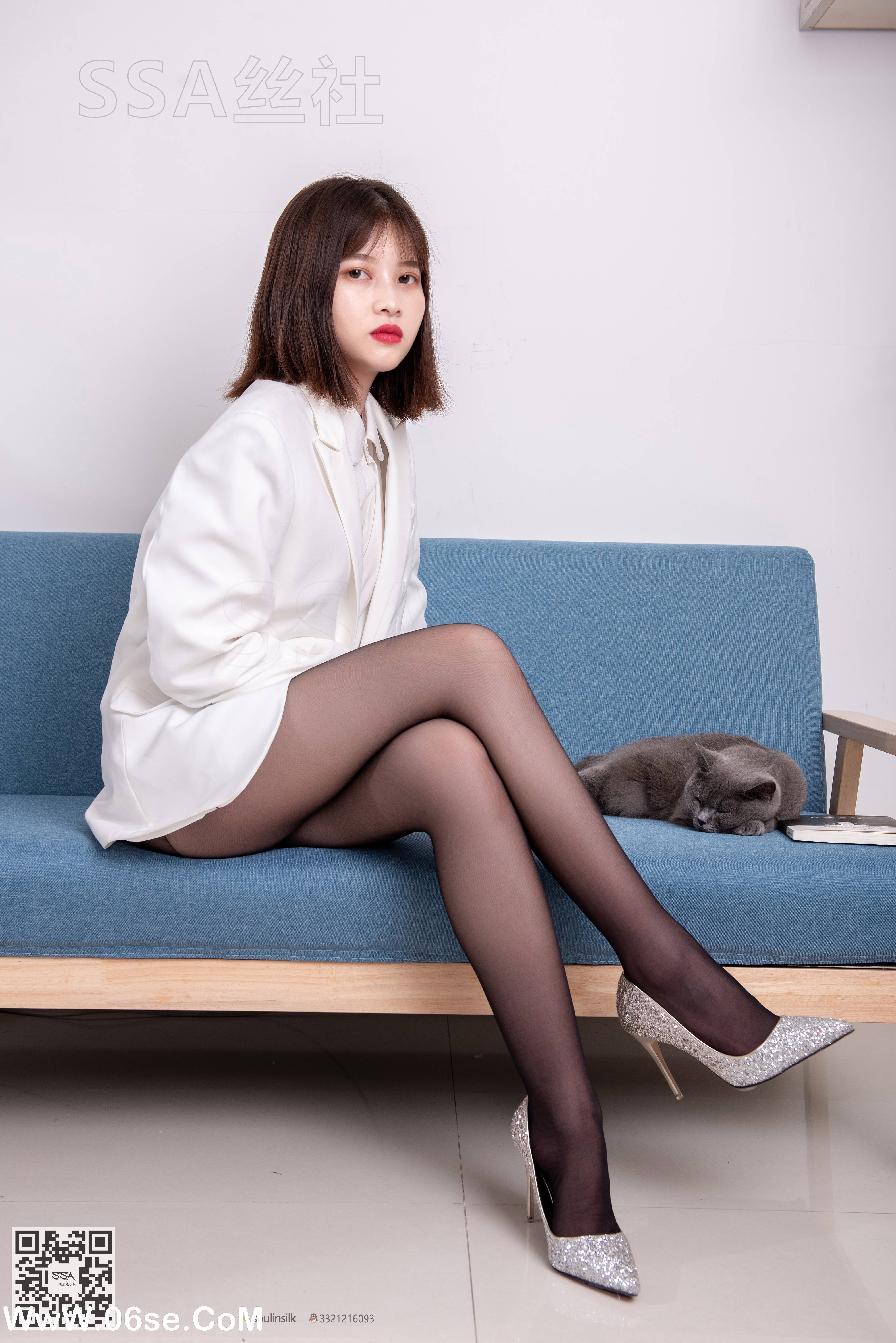图片[19]-[SSA丝社] NO.119 穗子 腿模穗子白色西装（黑色星期五）[149P2.08G]-六色网