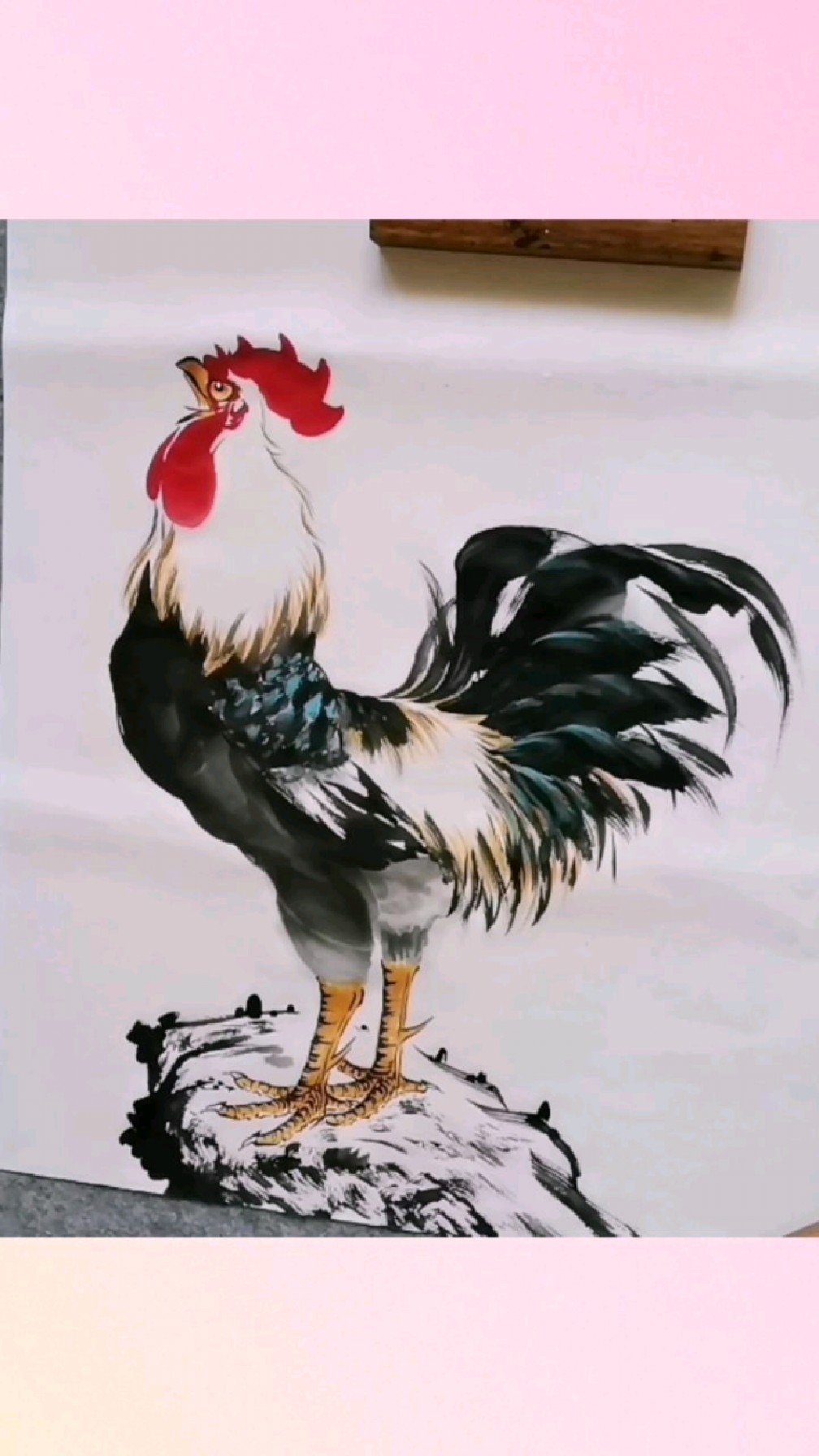 王兴民国画公鸡:画大公鸡,东北鸡王