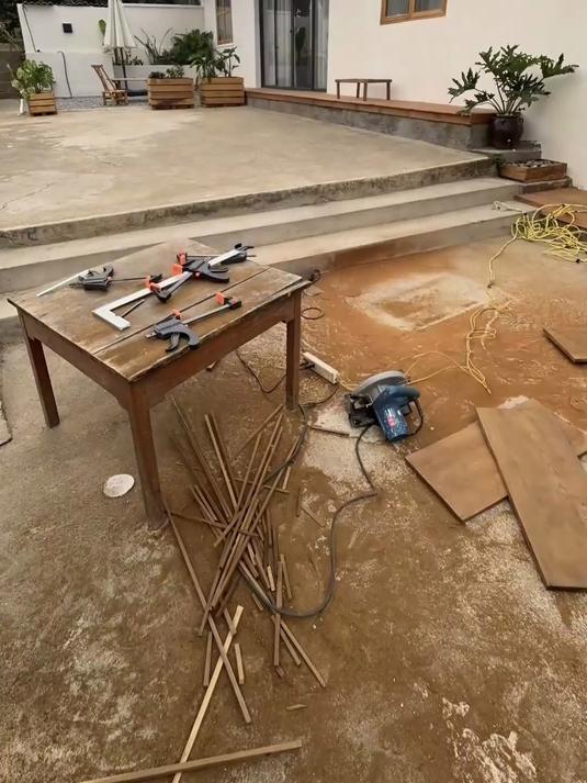 废旧木板自制蔬菜架,完美解决厨房收纳问题!