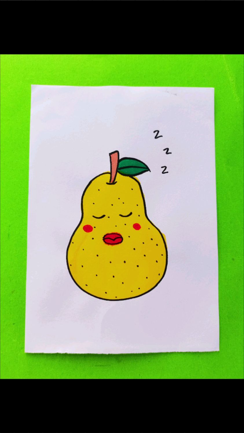 梨子简笔画,一起学画水果创意画,水果简笔画,儿童简笔画,梨子儿童画