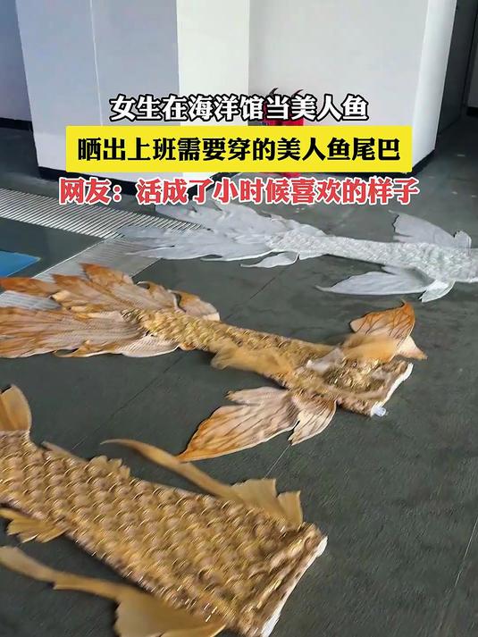 女生在海洋馆当美人鱼，晒出上班需要穿的美人鱼尾巴