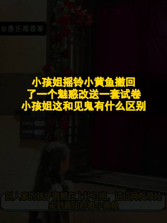 小孩姐摇铃，小黄鱼撤回了一个魅惑改送一套试卷！小孩姐：这和见鬼有什么区别