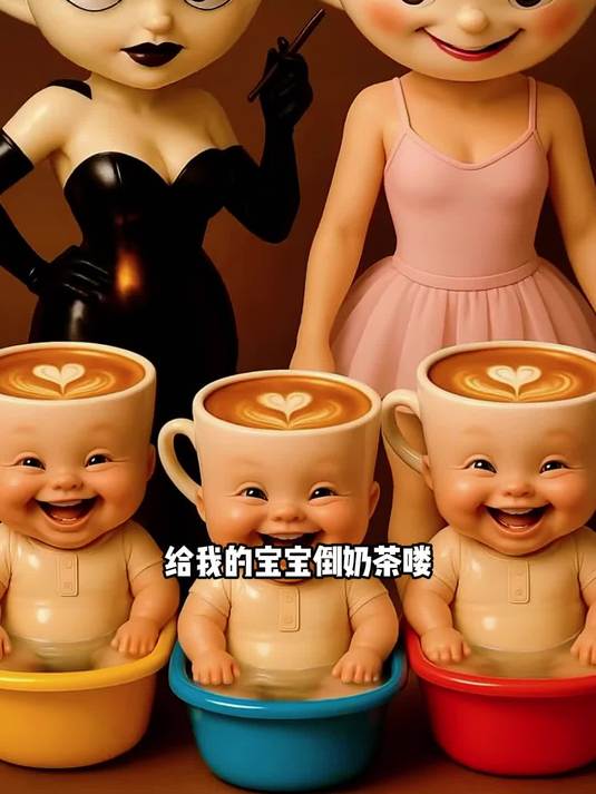 宝宝喝奶茶 治愈系 咖啡 奶茶妹妹 ai视频制作