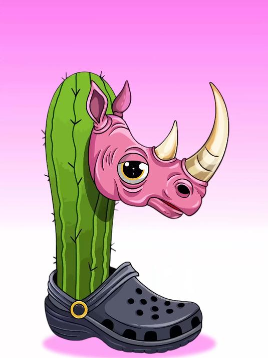 外国山海经卡通人物仙人掌犀牛