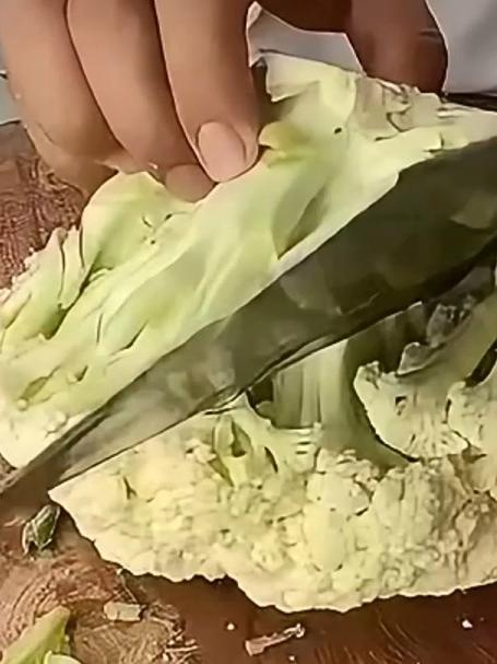 菜花快速改刀切法