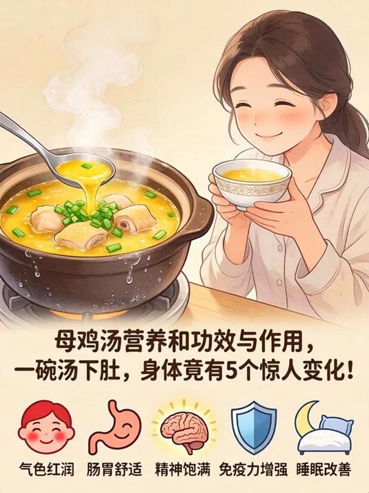 母鸡汤营养和功效与作用，一碗汤下肚，身体竟有5个惊人变化！