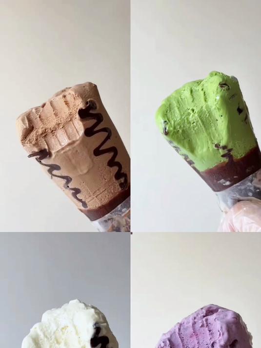用裱花袋做春天的第一口冰淇淋，低甜，每个口味都超级巨浓郁